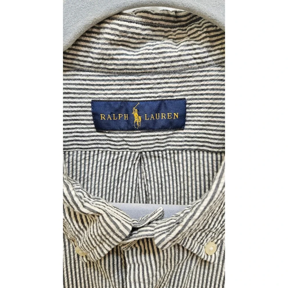 Ralph Lauren Striped Classic Fit Short Sleeve Seersucker Button Down Shirt‎ XXL
